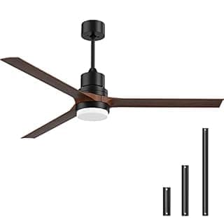 Biukis 132 cm deckenventilator mit beleuchtung, 3 farben licht 6 stufen fernbedienung für innen und aussen, wohnzimmer schlafzimmer - Walnuss