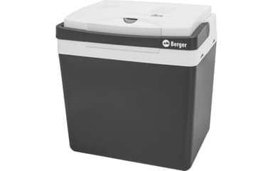 BERGER Thermoelektrische Kühlbox 25L KÜHLT und WÄRMT | Elektrische Kühlbox mit Anschluss 12V & 230V für Auto, Camping, Steckdose | Multifunktionale Kühltasche elektrisch SCHWARZ