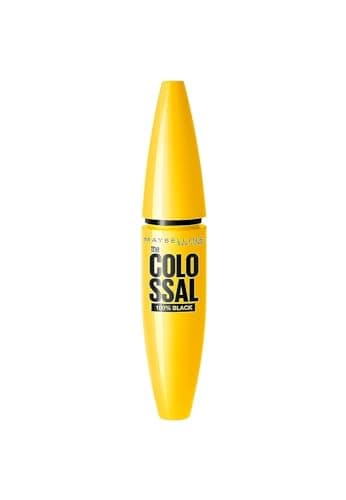 Maybelline New York Schwarze Wimperntusche mit Collagen für voluminöse Wimpern in nur einem Auftrag, Volum'Express The Colossal Mascara, 100% Black, 1 x 10,7 ml