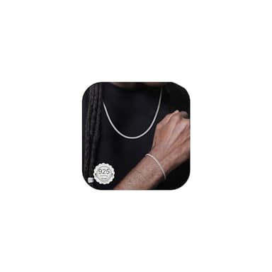 LOLIAS Silberkette Herren 925 Silber Halskette und Armband 3mm Panzerkette Herren 925 Silber Kette Herren 925 Halskette Herren Silber für Männer Jungs Herrenschmuck 20 Zoll