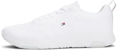 Tommy Hilfiger Herren Runner Sneaker Corporate Knit Rib Runner Sportschuhe, Weiß (White), 43