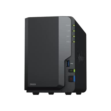 Synology DS223 2-Bay Diskstation NAS (Realtek RTD1619B Quad-Core 2GB Ram 1xRJ-45 1GbE LAN-Port) Bundle mit 2 x 2TB WD RED Plus HDD WD20EFZX - 68AWUN0