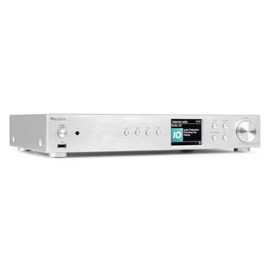 Audizio Adria - Internetradio WLAN Radio mit Bluetooth, DAB Tuner für HiFi Anlage, Spotify Connect, HiFi-Tuner, Internet Radio, Digitalradio, USB, AUX, RCA Out, Optical, inkl. Fernbedienung - Silber