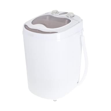 JUNG AD8055 Mini Waschmaschine mit Schleuder Weiß/Grau, Waschautomat bis 3 KG, 15 Min Waschprogramm Reisewaschmaschine, Miniwaschmaschine, Camping Mobile Waschmaschine, Toploader (1 Kammer)