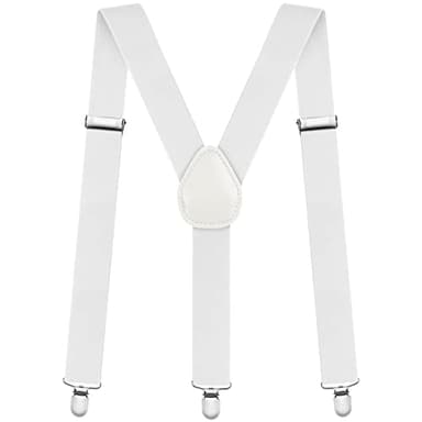 Aomig Hosenträger für Herren, Hosenträger Herren Breit 3,5 cm mit Sehr Starken 3 Metall Clips, Einstellbar und Elastisch Y Form Einheitsgröße Hosenträger für Männer und Damen Arbeitshosen (Weiss)