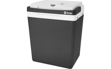 BERGER Thermoelektrische Kühlbox 30L KÜHLT und WÄRMT | Elektrische Kühlbox mit Anschluss 12V & 230V für Auto, Camping, Steckdose | Multifunktionale Kühltasche elektrisch SCHWARZ