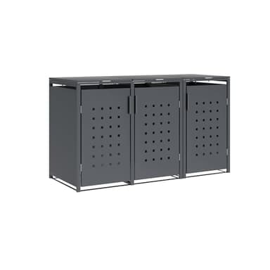 DEGAMO Mülltonnenbox 3-er Mülltonnenhaus Trier für 3X Tonnen 120 und 240 Liter, Stahl verzinkt, Farbe anthrazit