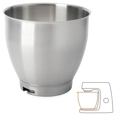 Kenwood KAT400SS Rührschüssel, 6,7 Liter Edelstahl-Schüssel CHEF XL SS BOWL, Küchenmaschinen Zubehör, Geeignet für alle Chef XL Küchenmaschinen der KVL4000 Serie, Silber