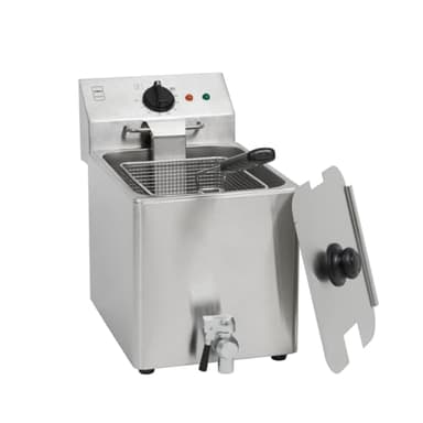 METRO Professional Elektrische Fritteuse GDF3008, Edelstahl Fritteuse, 8 Liter, 3250 W, schnelle Erhitzung, mit Deckel, Sicherheitsthermostat, Kaltzone, rutschfeste Füße