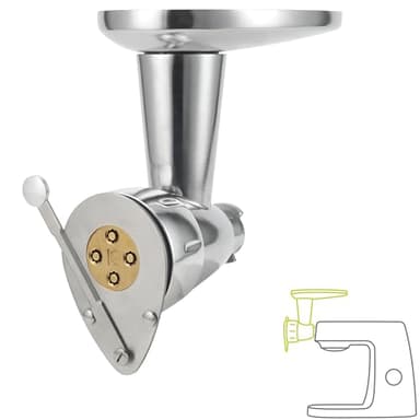 Kenwood Pasta Fresca Nudelpresse KAX92.A0ME, Zubehör Küchenmaschinen, Edelstahl Gehäuse inkl. Bronze-Teigwareneinsatz für Maccheroni rigati