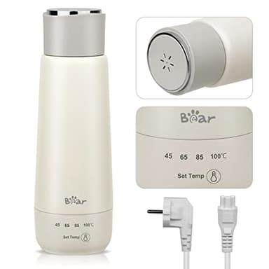 Bear 300ml elektrischer Wasserkocher, 3-in-1 Reise-elektrischer Wasserkocher, Doppelschicht 304 Edelstahlliner, tragbarer kleiner schneller Heizungsisolierungsbecher(Einzeltaste)