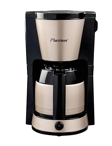Bestron Filter-Kaffeemaschine für 8 Tassen Kaffee, Kaffeemaschine mit 1 Liter Thermokanne, inkl. Permanent-Filter & Abschaltautomatik, 900 W, Farbe: Hellbeige