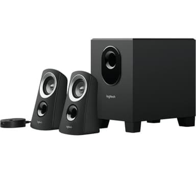 Logitech Z313 2.1 Lautsprecher-System mit Subwoofer, 50 Watt Spitzenleistung, 3.5 mm Eingang, Kopfhörerbuchse, Bedienelemente am Steuergerät, EU Stecker, PC/TV/Tablet/Handy - Schwarz