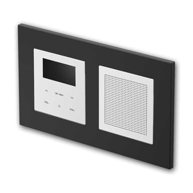 LOGIQ Unterputz Radio mit 2W RMS Lautsprecher, DAB+, UKW und Bluetooth, OLED-Display, Weck- und Sleeptimer, Lieferung mit 2-Fach Rahmen Flat, schwarz