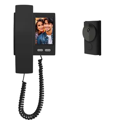 TKMARS Kabellose Video Türklingel mit Bildschirm Gegensprechanlage, Türtelefon Kamera mit Monitor, Video Türklingel Funk mit Infrarot-Nachtsicht, 6 Klingeltonoptionen, Keine App/WLAN/ABO, Schwarz