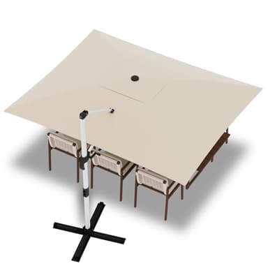 Devoko Sonnenschirm Balkon 300x300x260 cm Alu Ampelschirm mit Abdeckung, Wasserabweisend Gartenschirm mit Kurbel,Sonnenschutz UV50+,360°Rotation,Beige