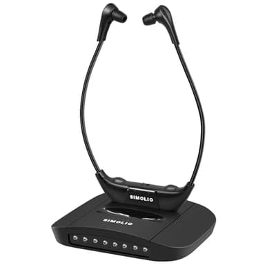 SIMOLIO Digitale Kabellose TV Kopfhörer mit Dialogmodus, Funkkopfhörer für Fernseher und Musikanlagen mit L/R Balance Lautstärkeregelung, Hörverstärker für Ambient Sound, Ohrhörer für Senioren, SM863D