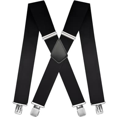 Nistere Hosenträger Herren Breit und Stark, Extra Starke Clips, Breite 5 cm, Einstellbare Elastische Träger in X-Form, Geeignet für Männerund Frauen, Robust und Vielseitig für Beruf, Freizeit,Schwarz