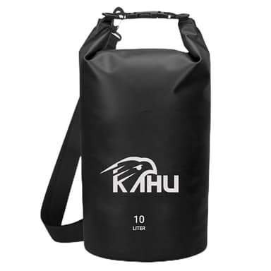 KAHU Wasserdichter Dry Bag Rucksack - Ultra-Robust, leicht für Reisen, Schwimmfähig, mit Schultergurt für Stand up Paddling, Kajak, Rafting, Camping und Wandern, 10 Liter, schwarz