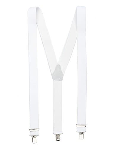 Shenky Hosenträger | 3er Clips | 3,5cm Breite | verstellbar | Basic | Y-Form | elastisch | für Oktoberfest Fassnacht Karneval Hochzeit Skihosen | Damen & Herren | Skihosenträger | Weiß