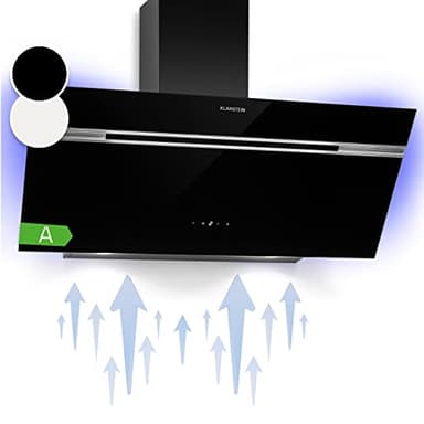 Klarstein Alina 90 Dunstabzugshaube - 600 m³/h, Touchpanel, LED-Hintergrundbeleuchtung, Energieklasse A, Leise 63 dB, Abzugshaube Küche, 90 cm, Schwarz