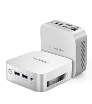 Magcubic Mini PC N150(4C/4T, bis zu 3,6 GHz) Unterstützt 16GB RAM 512GB M.2 SSD Mini pc Windows 11, Mini Computer 4K@60HZ UHD Dual Display HDMI+DP 1.4/Dualband WiFi/BT4.2/RJ45/für Geschäft, Heimkino