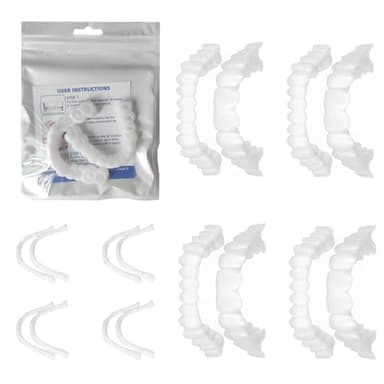 GXGM 4 Stück Zähne Zum Aufstecken, Zahnersatz Zum Aufstecken, Veneers Zähne Zum Aufstecken，Comfort Instant Cosmetic Veneers Teeth Top And Bottom Für Men And Women