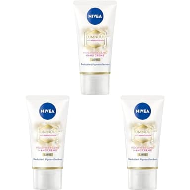NIVEA Luminous 630 Hand Creme LSF15 (50 ml), Pflegecreme reduziert Pigmentflecken und beugt der Neuentstehung vor, hochwirksame Anti-Pigmentflecken Creme für die Hände (Packung mit 3)