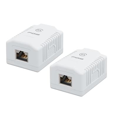 FGB 2x Cat6A Netzwerkdose Aufputz 1 Port RJ45 Buchse Geschirmt Aufputz Montage 10 Gbit/s Ethernet Netzwerk LAN Dose Für Verschiedenste Anwendungsbereiche Weiß