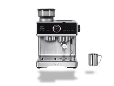 Vestel SESM9090 X Grinding Siebträgermaschine mit Auto-Tamping-Funktion, Edelstahlkegelmahlwerk, 200 gr Kaffeebohnenbehälter, 20 Bar, 1500 W, Edelstahl/schwarz, 15000412