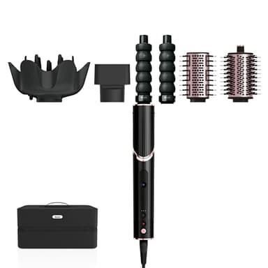 Shark FlexStyle 5-in-1 Luftstyler & Haartrockner, Auto-Wrap-Lockenaufsatz, Paddle-Bürste, Ovalbürste, Konzentrator, Diffusor, Aufbewahrungskoffer, Keine Hitzeschäden, Schwarz/Roségold, HD446EU