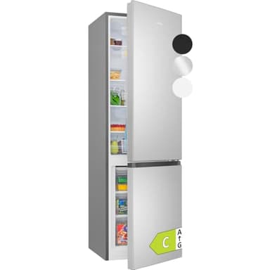 Bomann® Kühlschrank mit Gefrierfach | Energieklasse C | 180cm | Kühl Gefrierkombination leise 36 dB | 4 Ablagen & 3 Schubladen | Türanschlag wechselbar | 268L Kühlgefrierkombi | KG 7353 inox