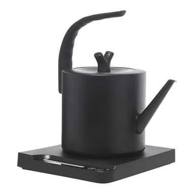 DAOHHFO 1L Elektrischer Wasserkocher mit langem Auslauf,1000W Edelstahl Wasserkocher mit Sockel, Gebogene Griff, Temperatureinstellung, für Spezialitätenkaffee und Tee (Schwarz)