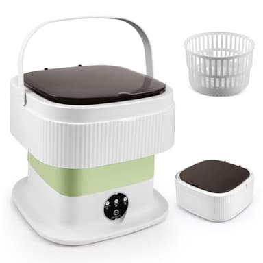 HIUYRFS Mini Waschmaschine，11L 2kg Camping Waschmaschine，Faltbare Kleine Waschmaschine mit Schleuder,Single Waschmaschine Tiefenreinigung von Unterwäsche, Babykleidung, Socken für Wohnungen