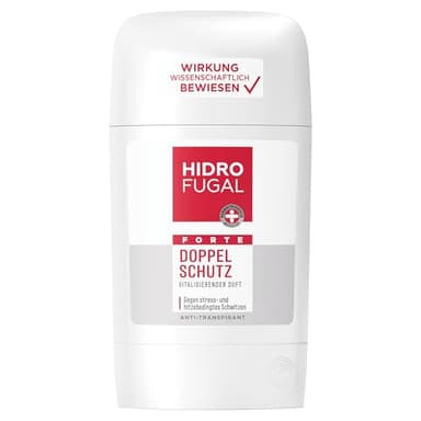 Hidrofugal FORTE DOPPEL SCHUTZ Stick, starker Antitranspirant Schutz gegen stress- und hitzebedingtes Schwitzen, Deodorant ohne Ethylalkohol mit frischem Duft (50 ml)