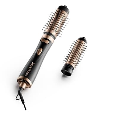 Tresses Touch Rotierende Warmluftbürste, 3-in-1 Rundbürstenföhn mit 2 Bürsten (1,5"&2") zum Trocknen Styling Voluminierende Curling Schlafen in einem Schritt, 3 Temperaturen, Negativ-Ionische