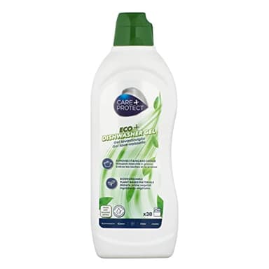 CARE + PROTECT – Ökologisches Gechirrspüler-Gel / hypoallergen / tierversuchsfrei / biologisch abbaubar / Geschirrspülmittel, Entfetter und Klarspüler / 650 ml / bis zu 38 Spülgänge
