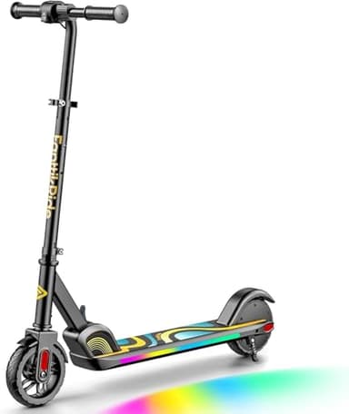 FanttikRide C9 Pro Elektroroller für Kinder ab 8 Jahren, Bunte Regenbogenlichter, 8/12/16 km/h, 8KM Reichweite, LED-Anzeige, Höhenverstellbar, Faltbar, für Jungen und Mädchen Schwarz