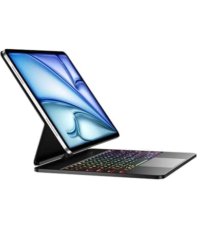 Vobafe Hülle mit Tastatur für iPad Air 13 Zoll 2025/2024, Magic Keyboard für iPad Pro 12.9 6./5./4./3. Gen, Magnetisches Schwebendes Hülle, 360° Drehbare Ständer, Multi-Touch Trackpad, Schwarz