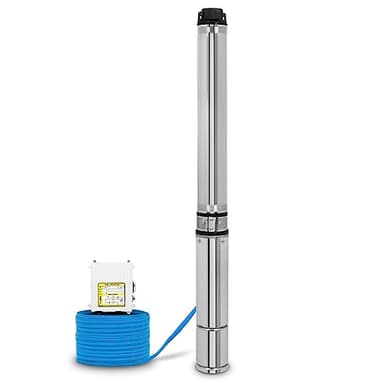EBERTH 4" Tiefbrunnenpumpe Brunnenpumpe aus rostfreiem Edelstahl, Elektrisch 1100W, Durchmesser Pumpe 4 Zoll (10cm), Anschlussgewinde 1 1/2 Zoll, Stromkabel 20m, Förderhöhe max. 74m, mit Schmutzsieb