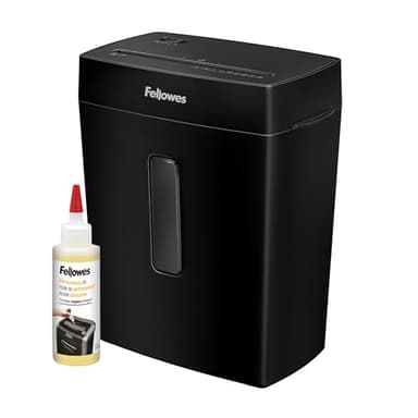 Fellowes Aktenvernichter, Papierschredder für 8 Blatt Partikelschnitt & Aktenvernichter-Öl, Inhalt: 120 ml, zur Pflege von Partikelschnitt- und Mikroschnitt Aktenvernichtern, einfache Dosierung