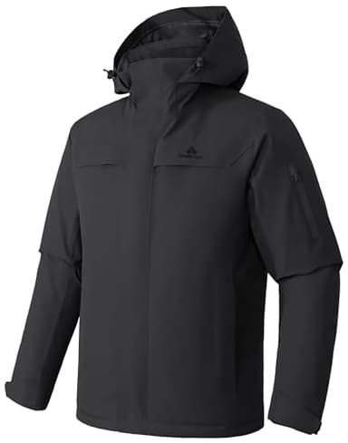 Pioneer Camp Herren Skijacke Wasserdicht Warm Atmungsaktiv Snowboardjacke Winterjacke mit Kapuze Outdoorjacke Grau Größe:L