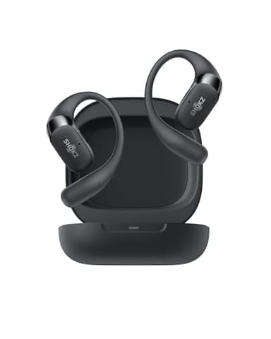 SHOKZ OpenFit 2 Open-Ear-Kopfhörer, True-Wireless-Bluetooth-Ohrhörer mit Mikrofon, Ohrbügel-Open-Ear Headphones mit 48 Stunden Wiedergabezeit, Schnellladung, IP55 Wasserfest, mit Tragetasche, Schwarz