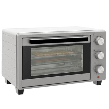 HOMCOM Minibackofen 21L 1400W 60 Min. Timer, Kleinbackofen mit 100 °C-230 °C einstellbar Temperatur Garzeit, Mini Ofen mit Backblech, Drahtgestell, Tischofen aus Metall, Silber