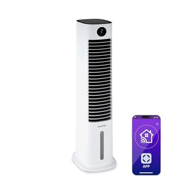 Klarstein Luftkühler mit Wasserkühlung, 5-in-1 Verdunstungskühler, Luftbefeuchter, Ventilator & Luftreiniger, Mobile Klimageräte Luftkühler mit App-Steuerung, 80W Air Cooler, 462m³/h Luftstrom