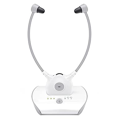 APH100 Funkkopfhörer für Fernseher, 2,4 GHz TV Kopfhörer Drahtlos für Ältere Menscher (3,5mm AUX, RCA, Inkl. 2er Akkus und Zwei Sets Ohrstöpseln)