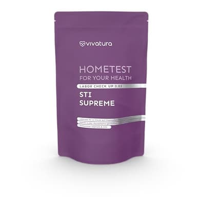vivatura® STI Supreme Test-Kit für Zuhause | Test auf 8 Geschlechtskrankheiten | Trockenblut- & Urintest inkl. Laboranalyse & Online-Ergebnis