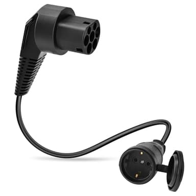 JULIK Typ 2 auf Schuko Adapter 16A 250V, Typ2 IEC 62196 EV Ladekabel LadegeräT Ladestationen Wallbox zu Schuko Steckdose für Elektrofahrzeuge E-Auto E-Motorrad Haushaltssteckdose (schwarz)