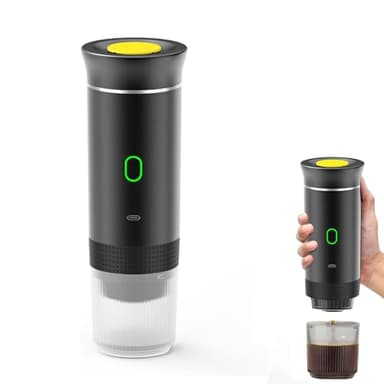 Kaffeemaschine, tragbar, für Reisen, Espressomaschine, wiederaufladbar, 12 V, mit Tasche, für Camping und Auto, schnelles Aufheizen, kompatibel mit K-Cup-Kapseln und gemahlenem Kaffee, für Reisen