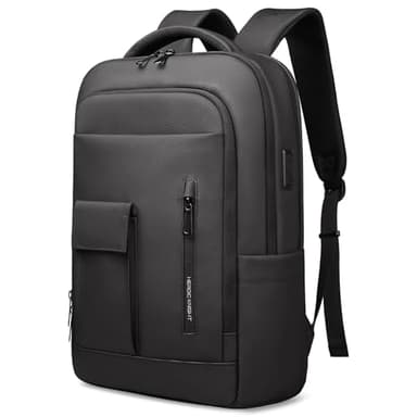 Rucksack Herren, Groß 16 Zoll Laptop Rucksack Handgepäck Wasserdicht Schulrucksack mit USB-Ladeanschluss, Anti-Diebstahl Tagesrucksack Business Backpack für Arbeit Reise College Freizeit, Schwarz